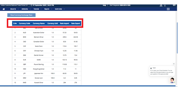 check exchange rate on ICEGATE Portal