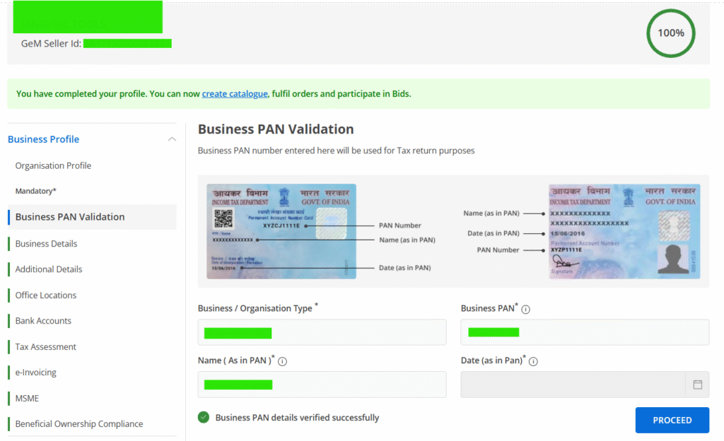Update Seller Profile on GeM Portal 2025 – PAN Validation