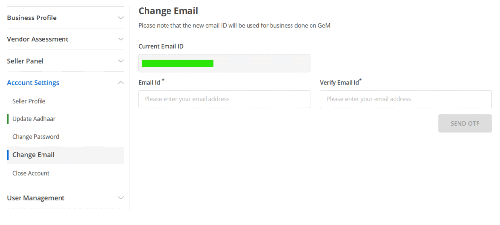 Update Seller Profile on GeM Portal 2025 – Change Registered Email ID