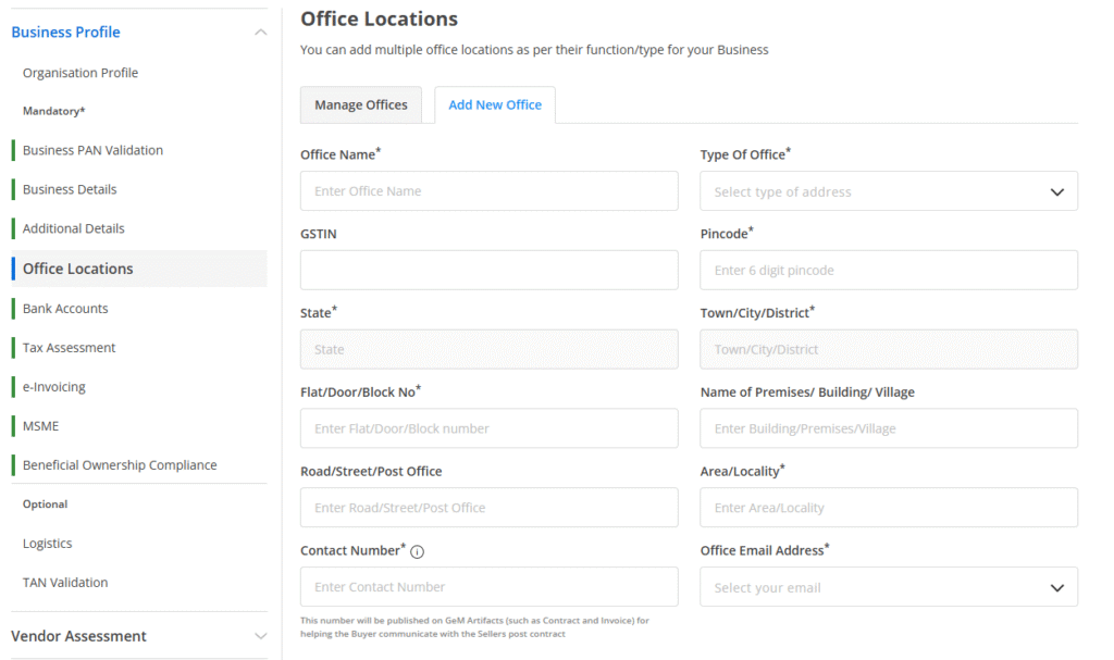 Update Seller Profile on GeM Portal 2025 – Add New Office Location