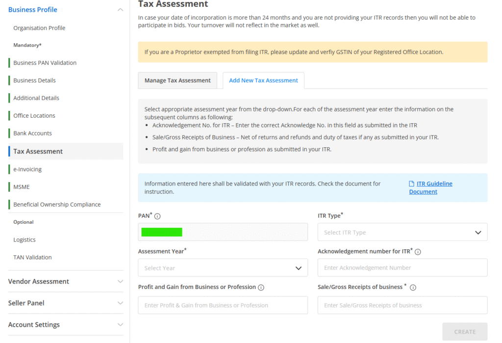 Update Seller Profile on GeM Portal 2025 – Tax Assessment