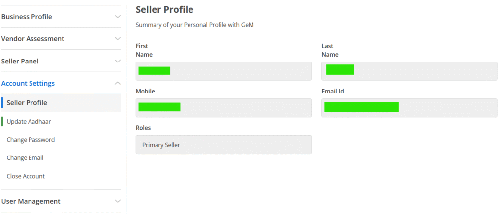 Update Seller Profile on GeM Portal 2025 – Seller Profile overview